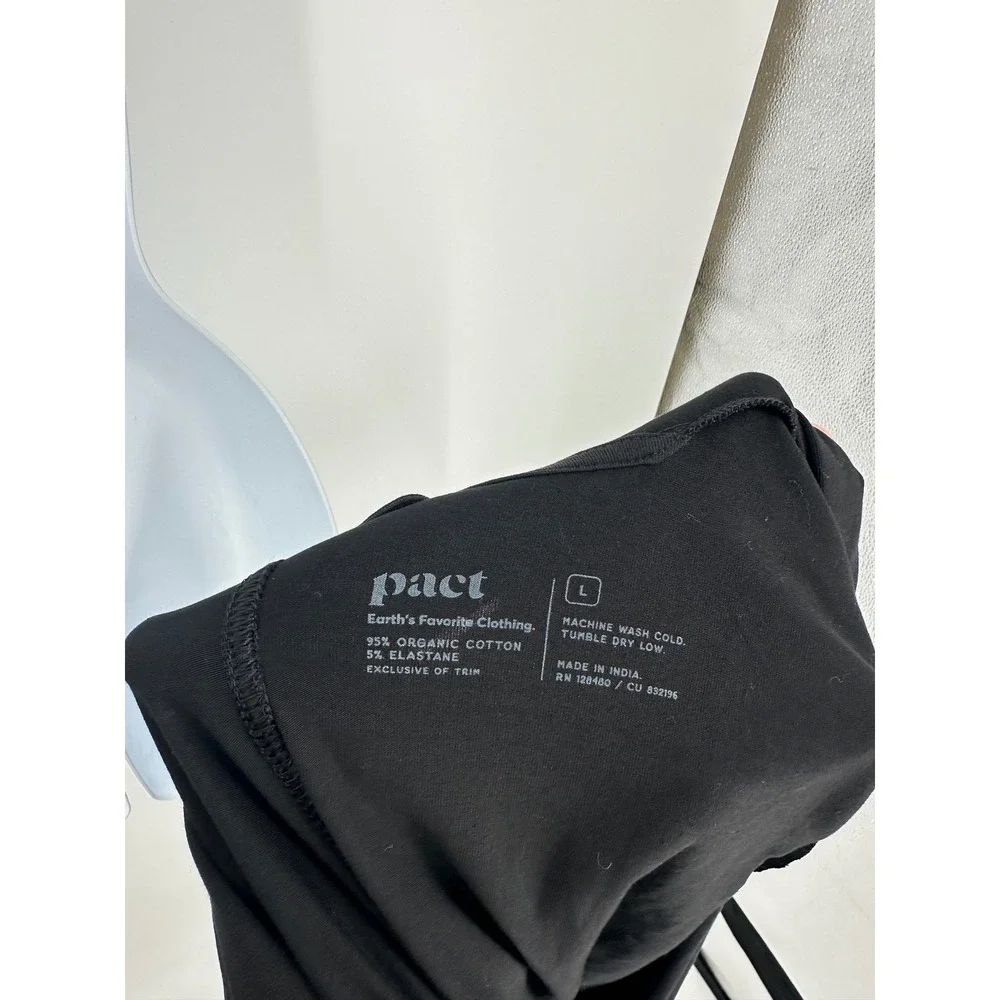 Pact Robe Womens Large Black Organic Cotton Belted Pockets Loungewear